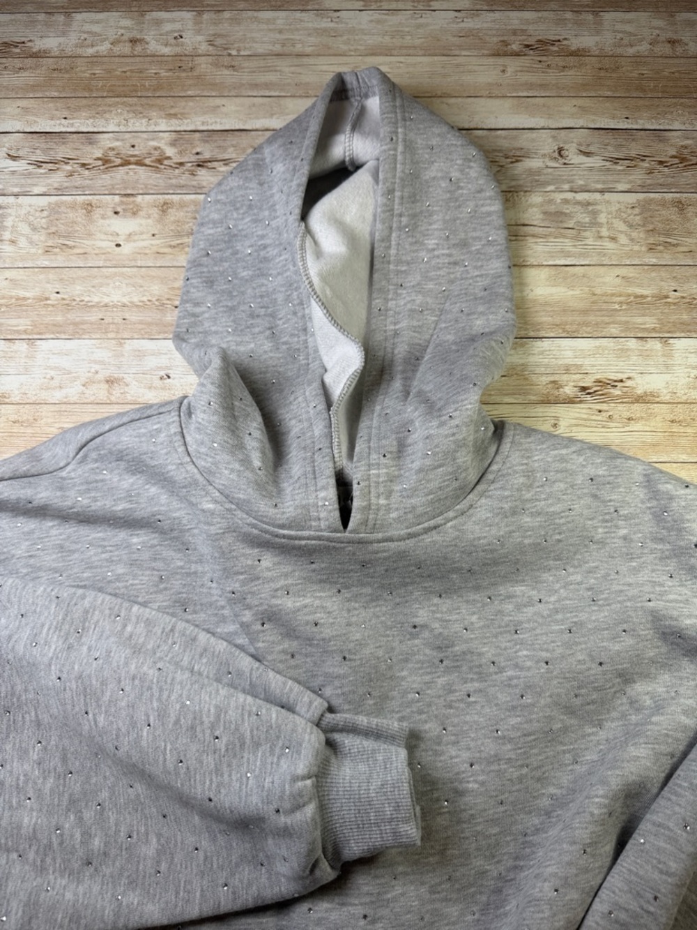 Madden Girl Light Gray Speckled Crewneck Sweatshirt Size L - Picture 6 of 10